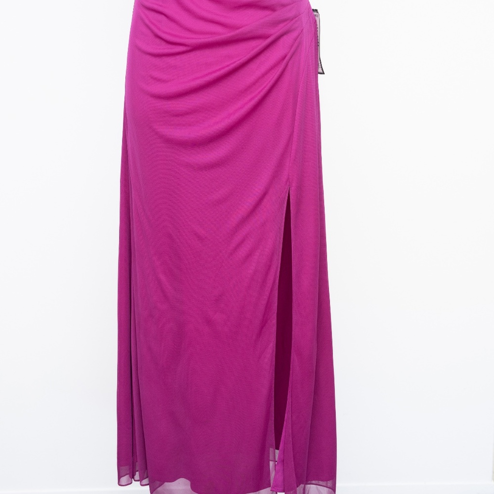 Alex Evenings - One Shoulder Ruched Mesh Gown - Picture 10 of 12
